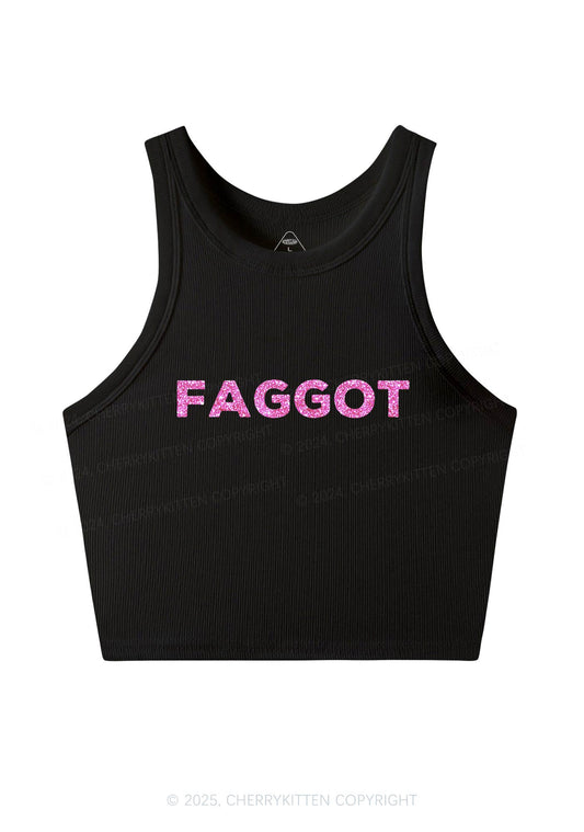 Glitter Faggot Pride Y2K Crop Tank Top Cherrykitten