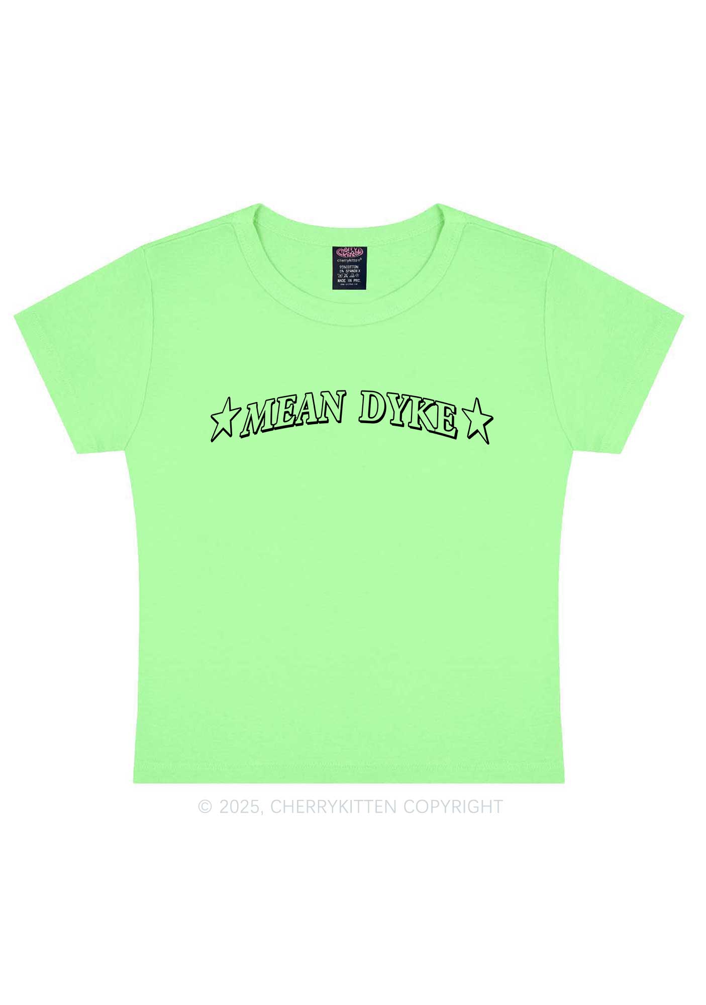 Mean Dyke Pride Y2K Baby Tee Cherrykitten