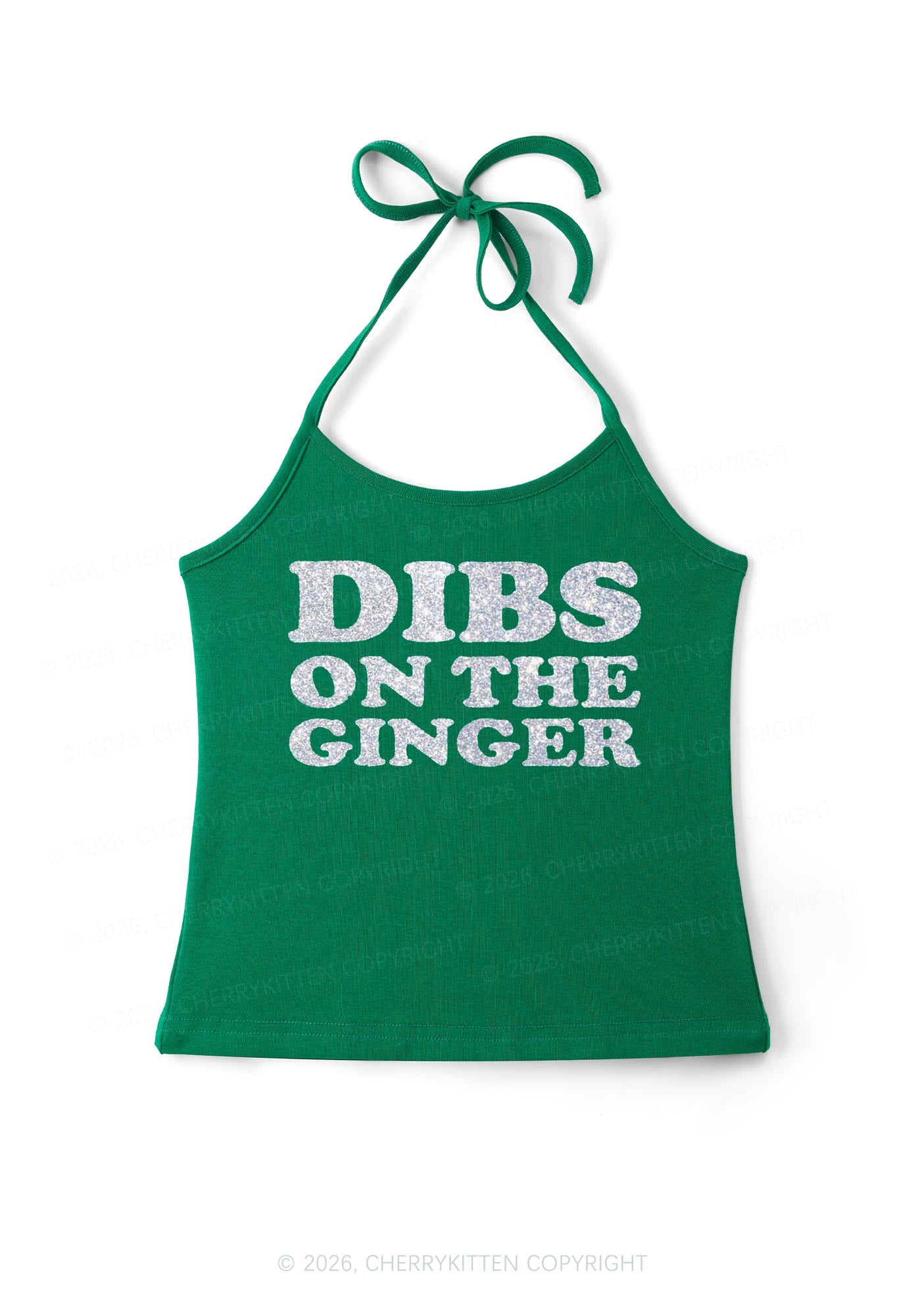 Glitter Dibs On The Ginger St Patricks Y2K Halter Neck Cami Cherrykitten