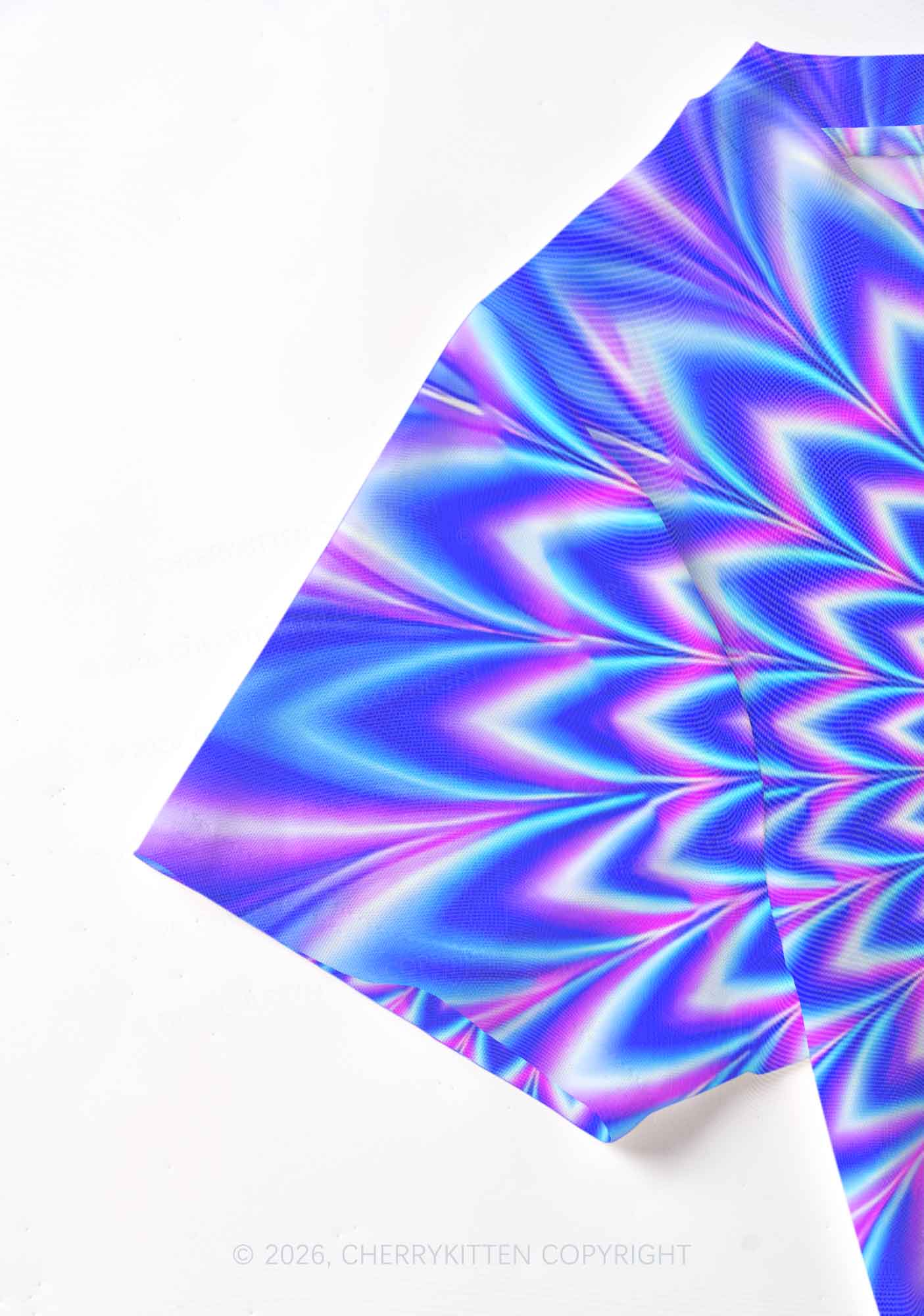 Blue Vortex Optical Illusion Y2K Mesh Crop Top Cherrykitten