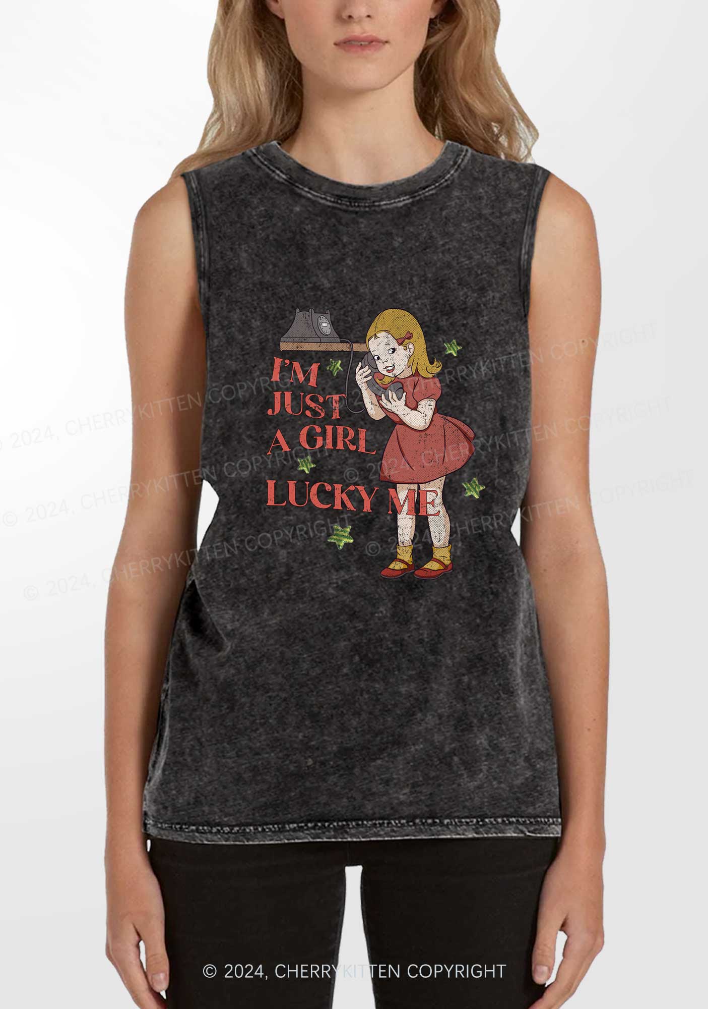 Lucky Me Y2K Washed Tank Cherrykitten