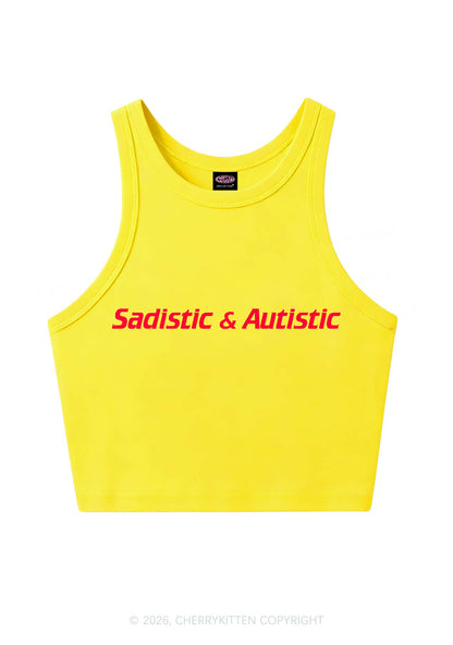Sadistic Autistic Y2K Crop Tank Top Cherrykitten