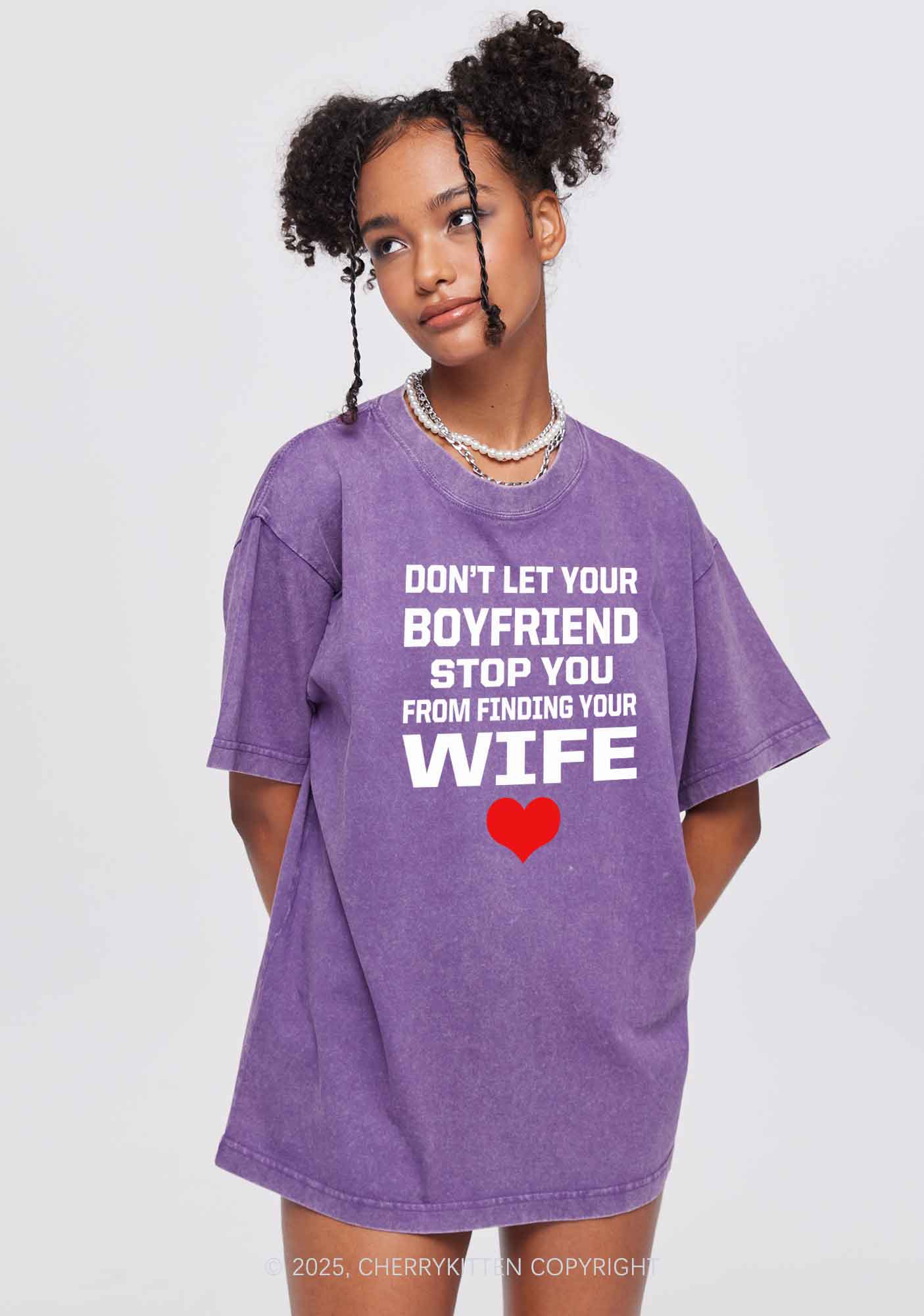 Boyfriend Wife Pride Y2K Shirts Washed Tee Cherrykitten