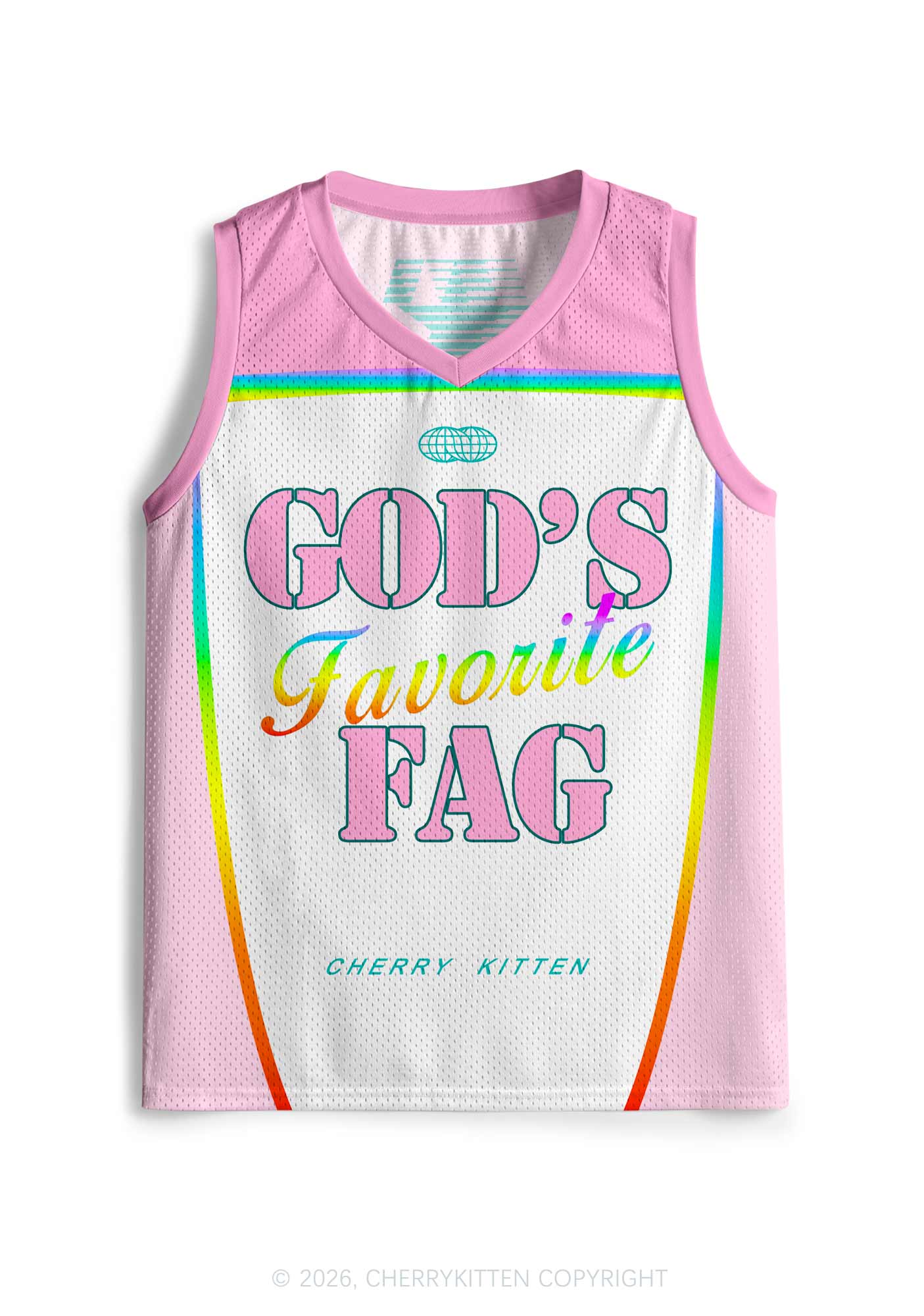 Rainbow Stripe Gods Favorite Fag Pride Y2K Sport Jersey Tank Cherrykitten