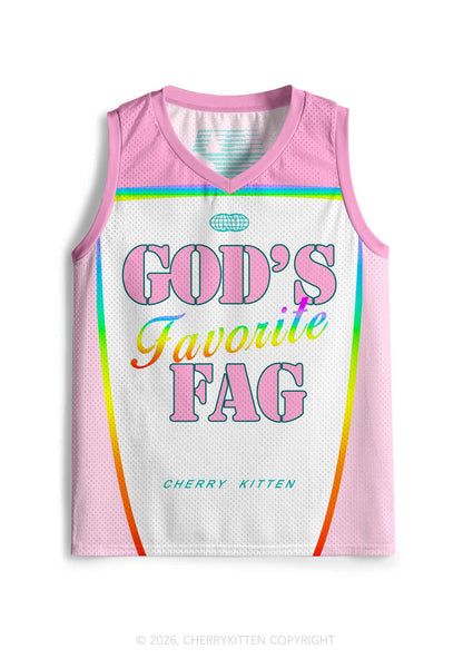 Rainbow Stripe Gods Favorite Fag Pride Y2K Sport Jersey Tank Cherrykitten