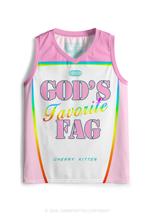 Rainbow Stripe Gods Favorite Fag Pride Y2K Sport Jersey Tank Cherrykitten