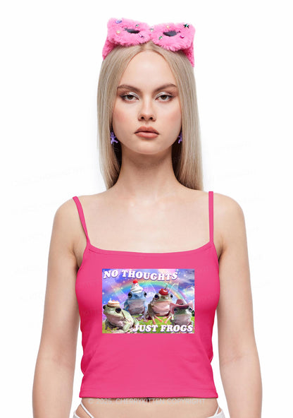 No Thoughts Just Frogs Y2K Spaghetti Strap Cami Cherrykitten