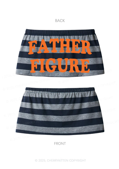 Father Figure Y2K Navy Grey Striped Mini Skirt Cherrykitten