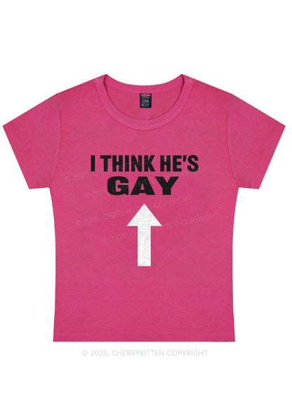He Is Gay Y2K Baby Tee Cherrykitten