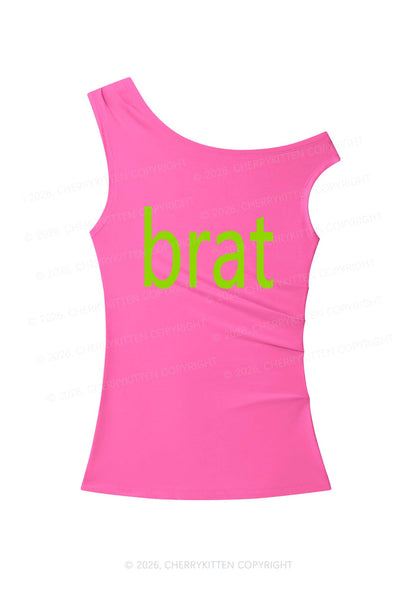 Green Brat Y2K Off Shoulder Tank Top Cherrykitten
