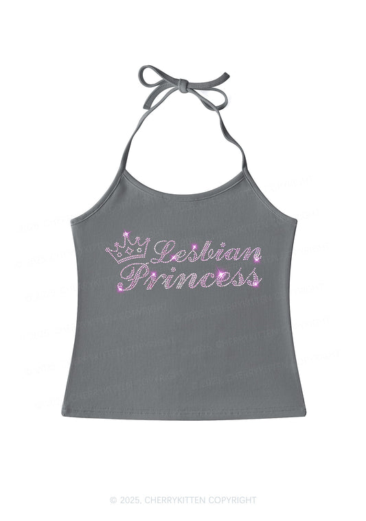 Rhinestone Lesbian Princess Pride Y2K Halter Neck Cami Cherrykitten