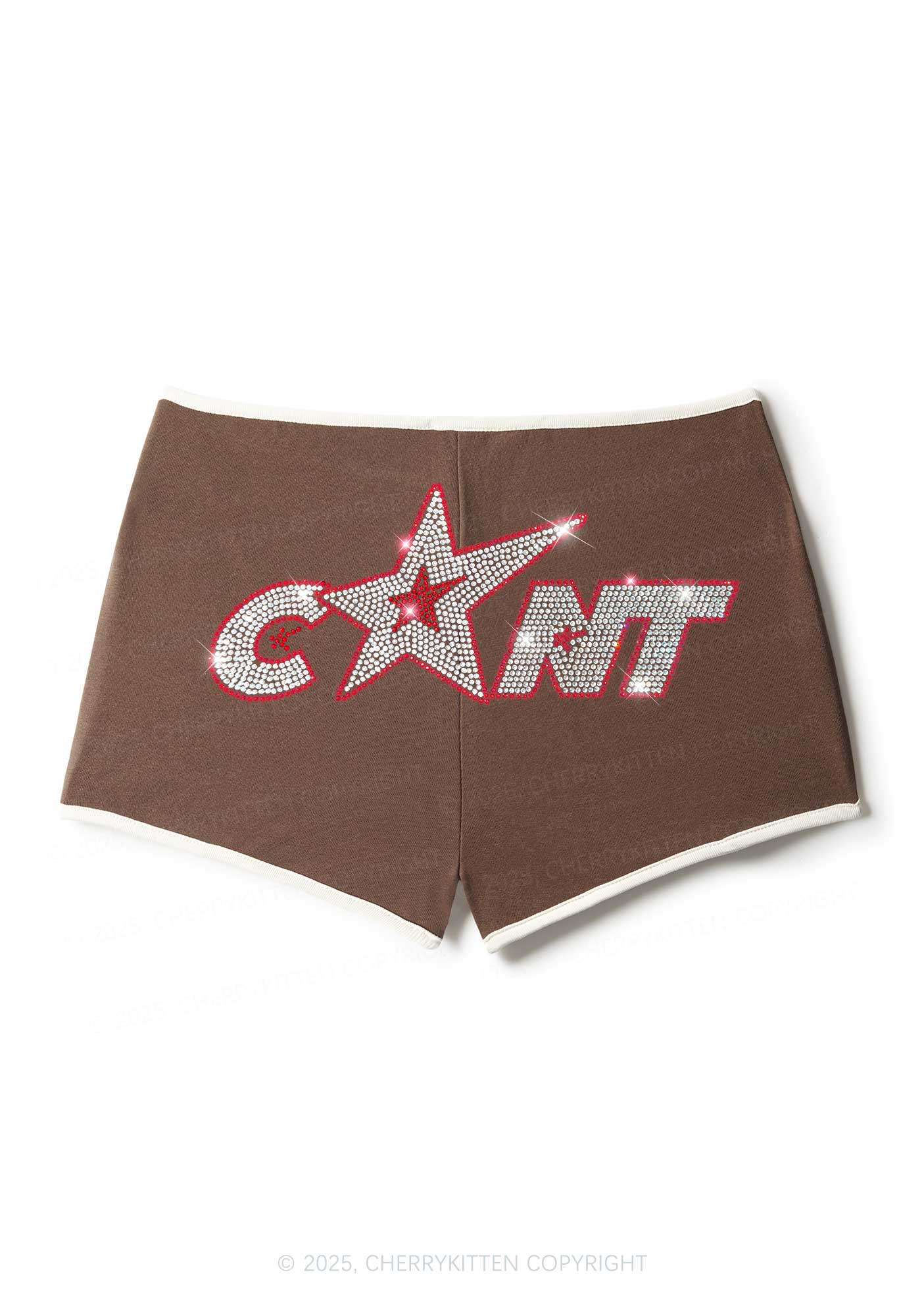 Rhinestone Star Cxxt Y2K Booty Shorts Cherrykitten