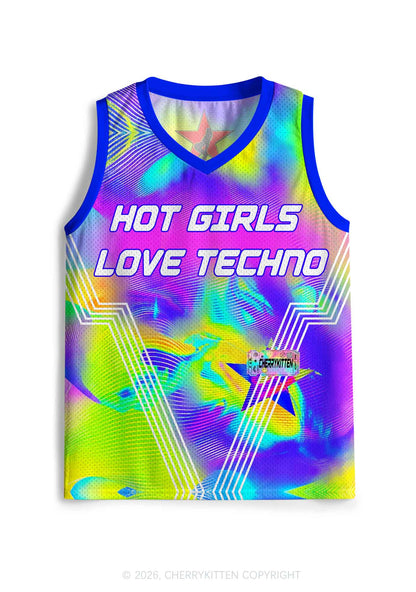 Hot Girls Love Techno Thermal Y2K Sport Jersey Tank Cherrykitten