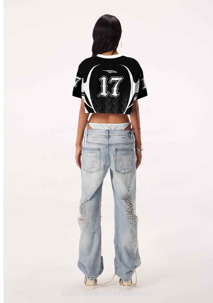 Black I Do It For The Girls Pride Y2K Crop Sport Jersey Shirts Cherrykitten