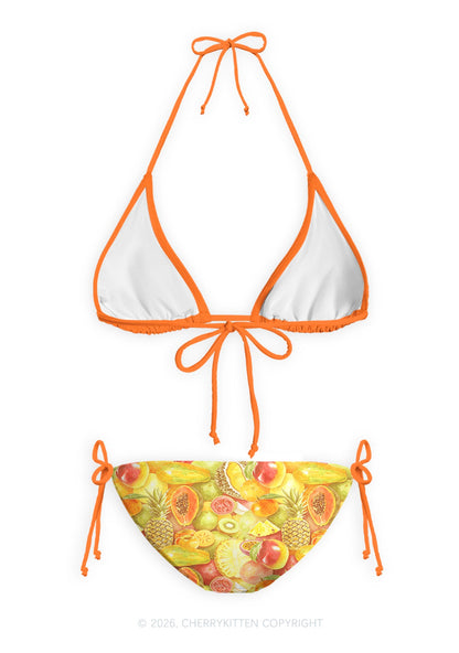 Orange Fruity Pride Y2K Print Bikini Set Cherrykitten
