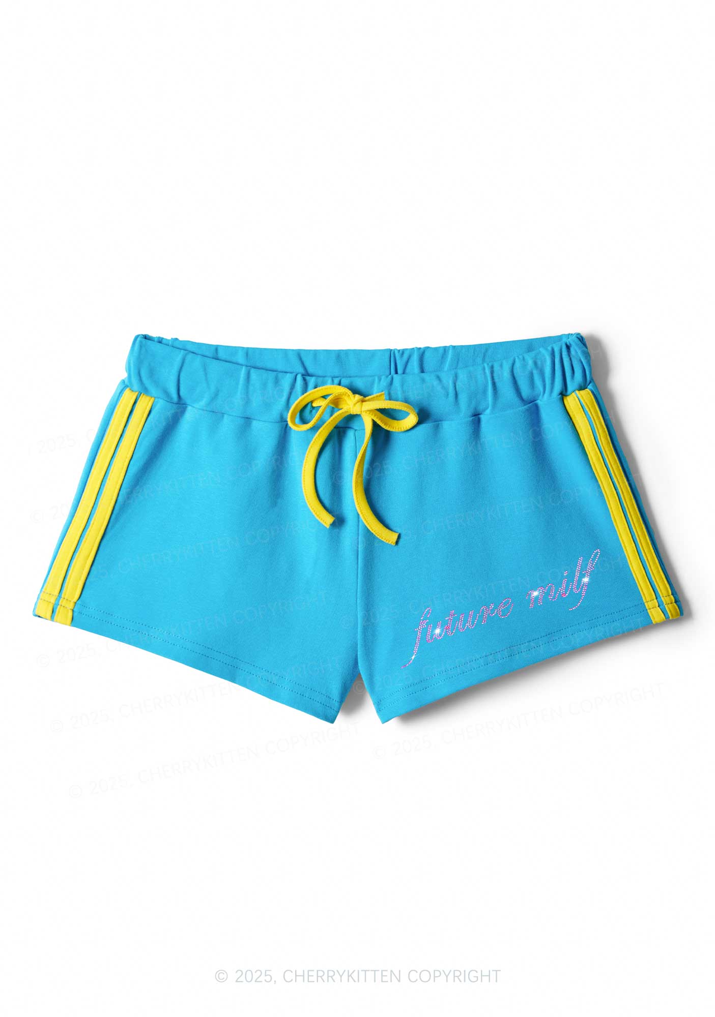 Rhinestone Pink Future Mxxfs Y2K Drawstring Mini Shorts Cherrykitten