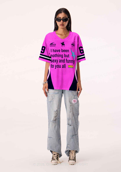 Hot Pink I Have Been Funny Y2K Sport Jersey Shirts Cherrykitten