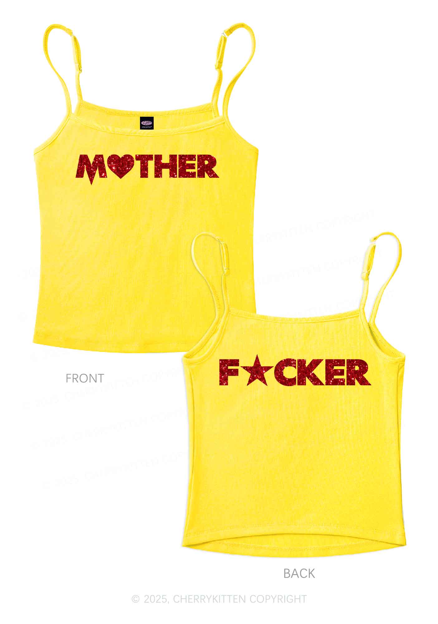 Glitter Motherfxcker Two Sides Y2K Spaghetti Strap Cami Cherrykitten