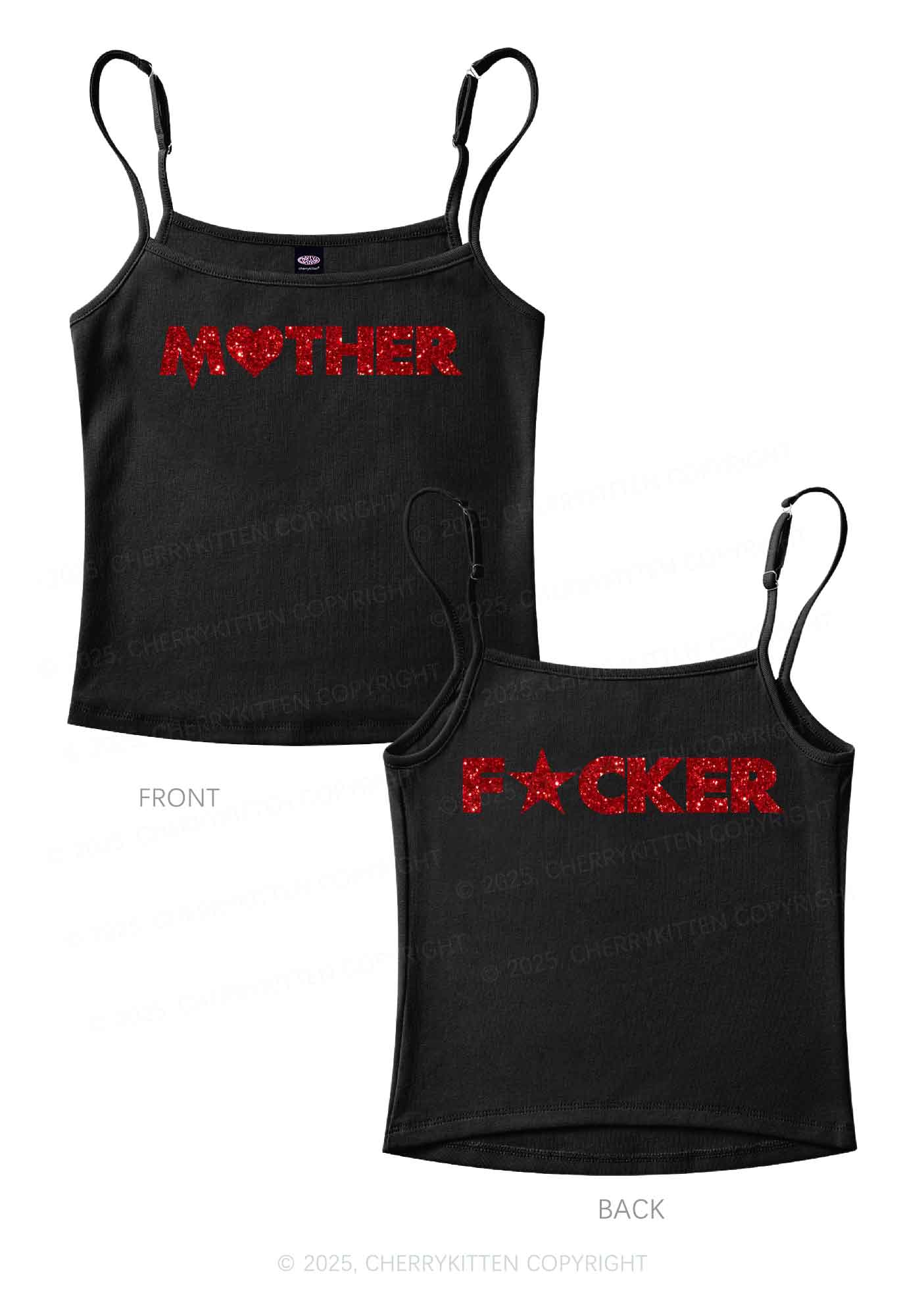 Glitter Motherfxcker Two Sides Y2K Spaghetti Strap Cami Cherrykitten