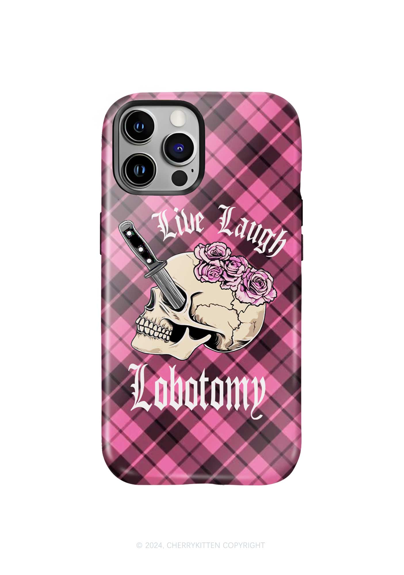 Live Laugh Lobotomy Skull Y2K Phone Case Cherrykitten