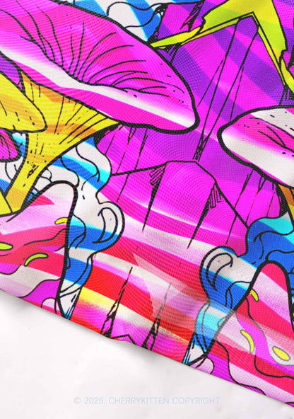 Trippy Colorful Mushrooms Y2K Mesh Cami Tank Cherrykitten