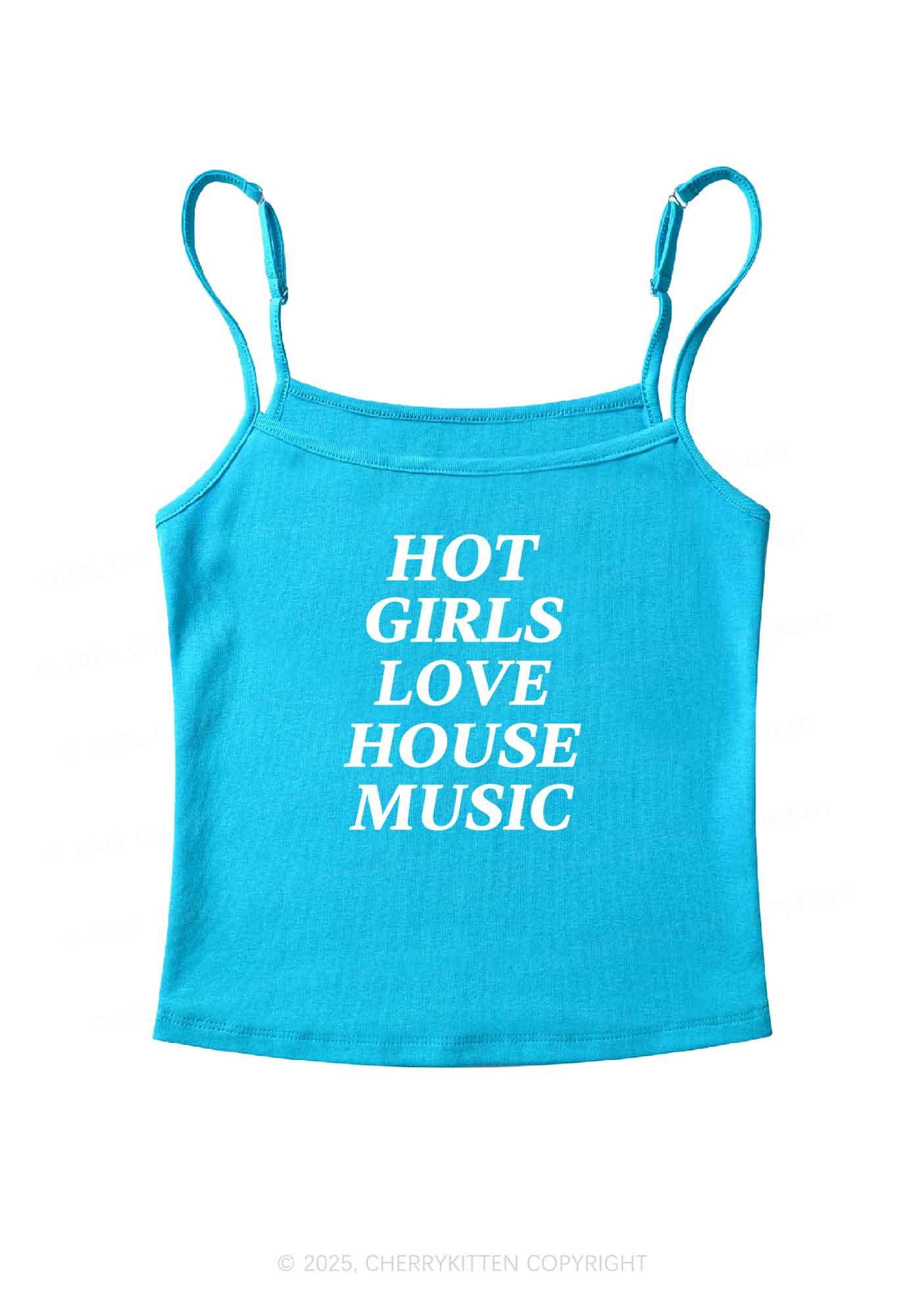 Girls Love House Music Y2K Spaghetti Strap Cami Cherrykitten