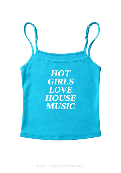 Girls Love House Music Y2K Spaghetti Strap Cami Cherrykitten