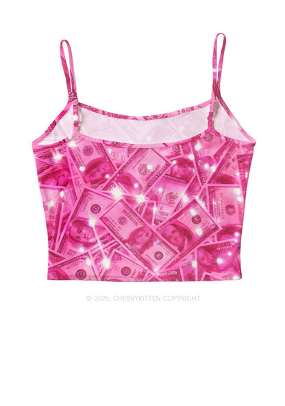 Pink Shiny Money Y2K Mesh Cami Tank Cherrykitten