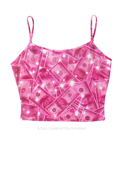 Pink Shiny Money Y2K Mesh Cami Tank Cherrykitten