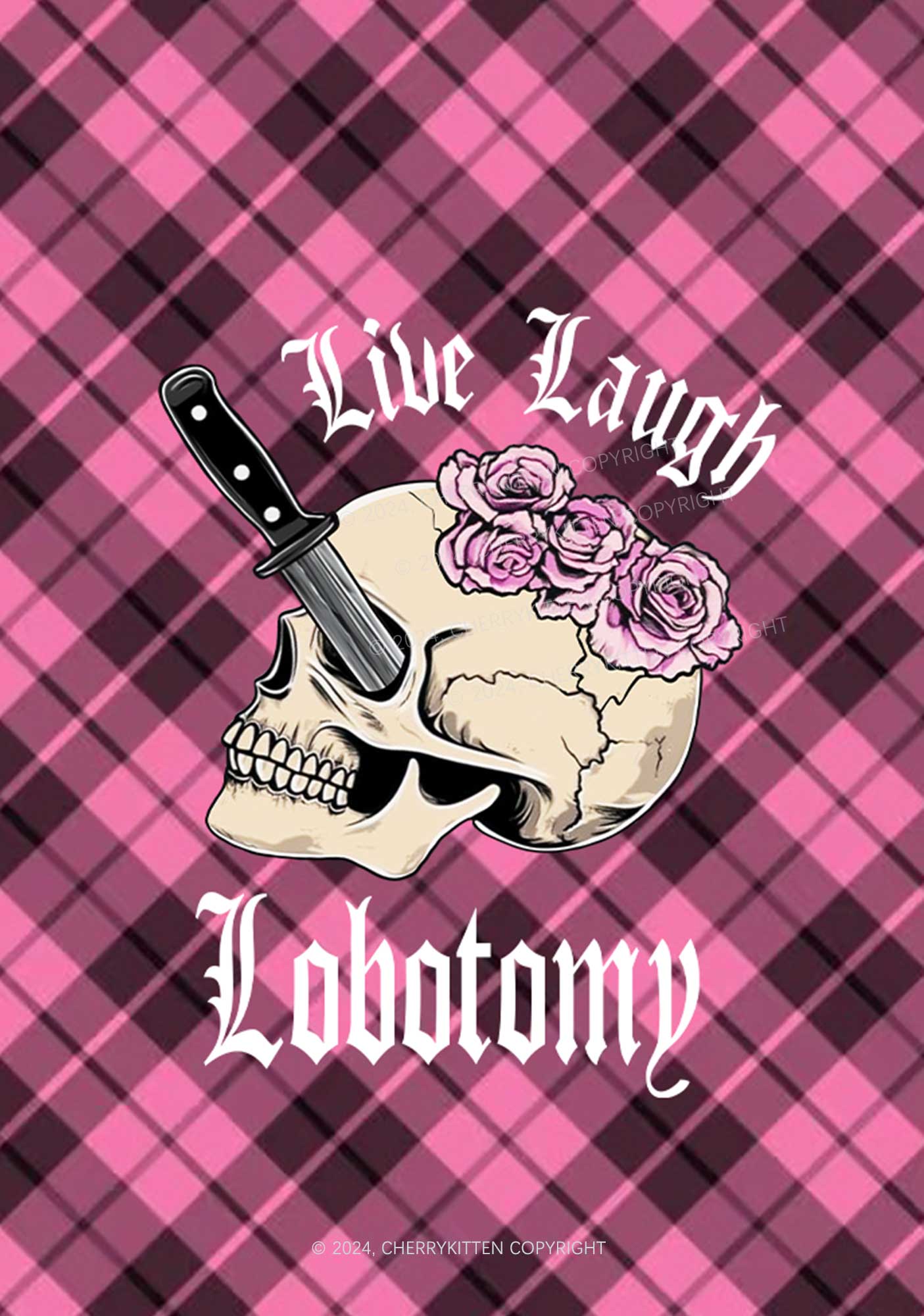 Live Laugh Lobotomy Skull Y2K Phone Case Cherrykitten