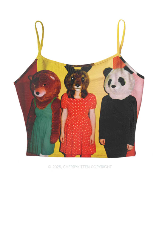 Rabbit Mask Girl Y2K Mesh Cami Tank Cherrykitten