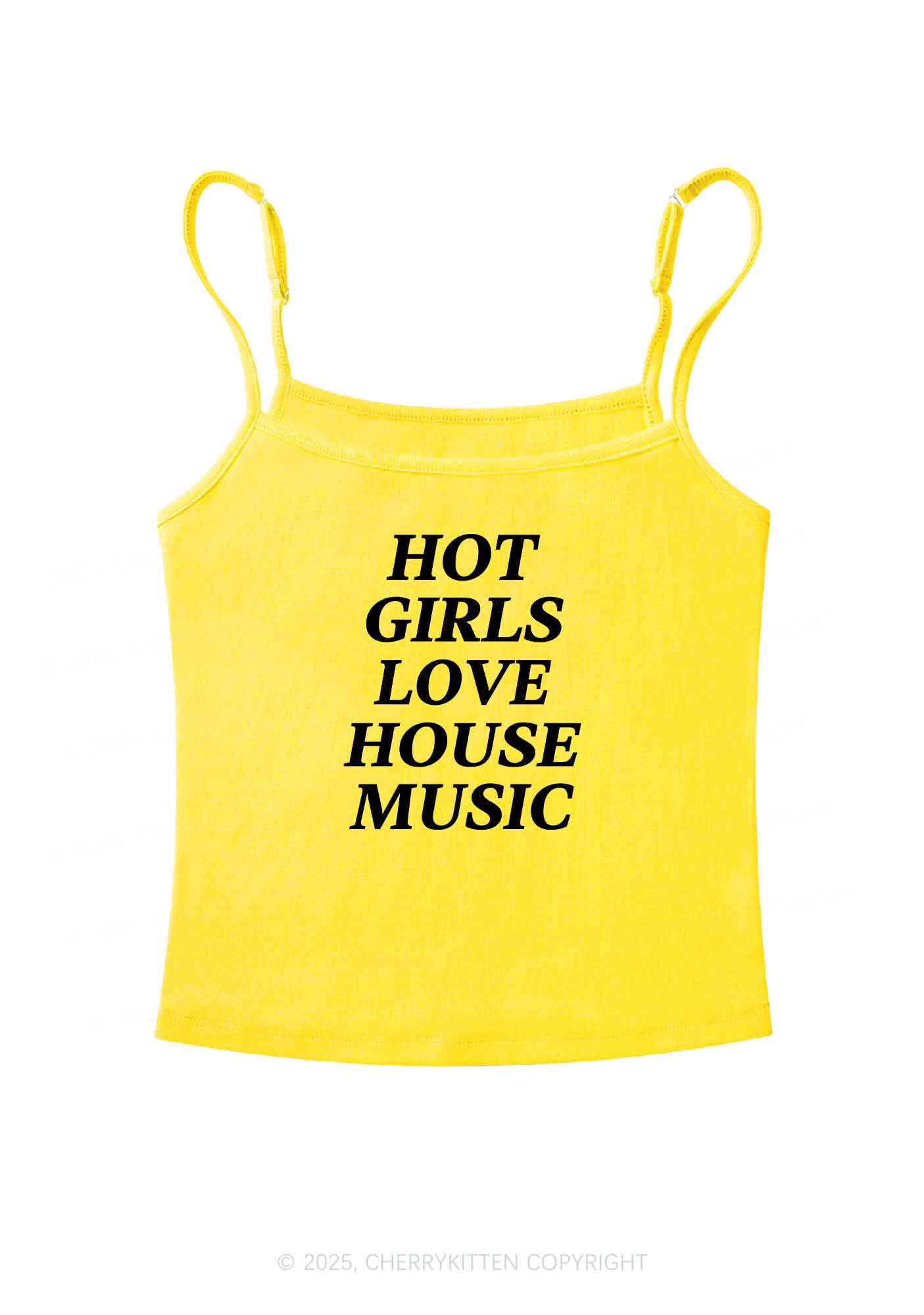 Girls Love House Music Y2K Spaghetti Strap Cami Cherrykitten