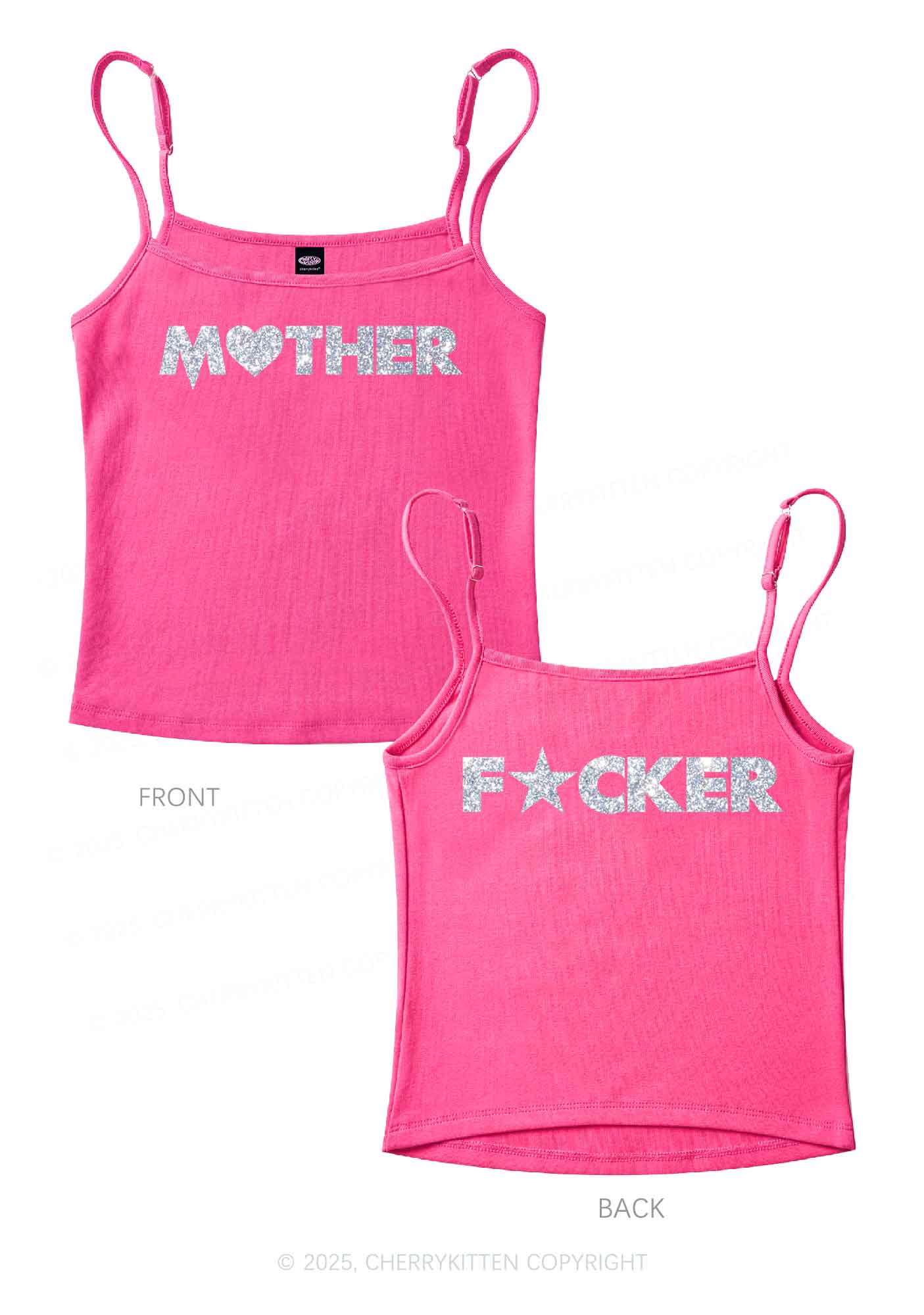 Glitter Motherfxcker Two Sides Y2K Spaghetti Strap Cami Cherrykitten