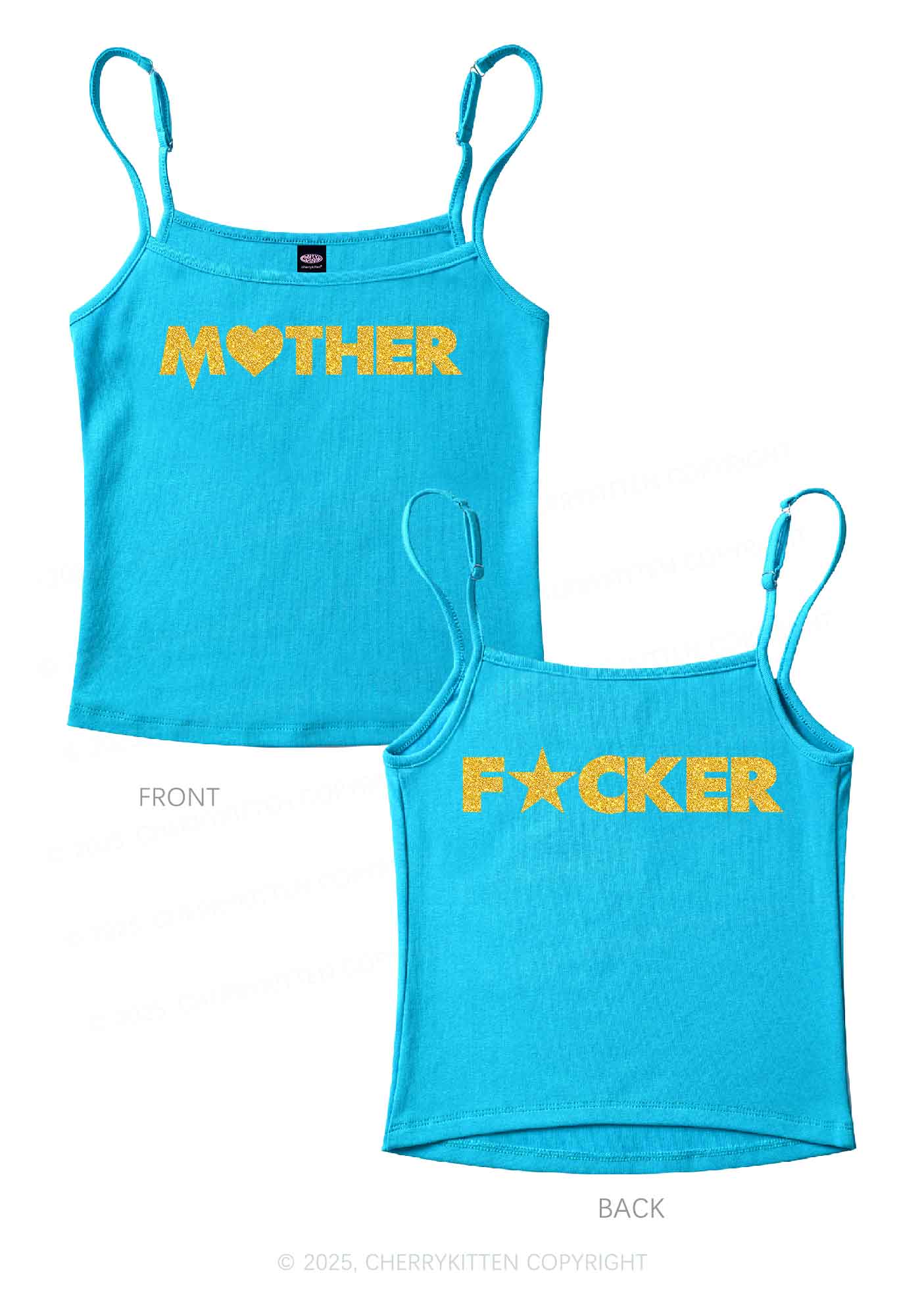 Glitter Motherfxcker Two Sides Y2K Spaghetti Strap Cami Cherrykitten