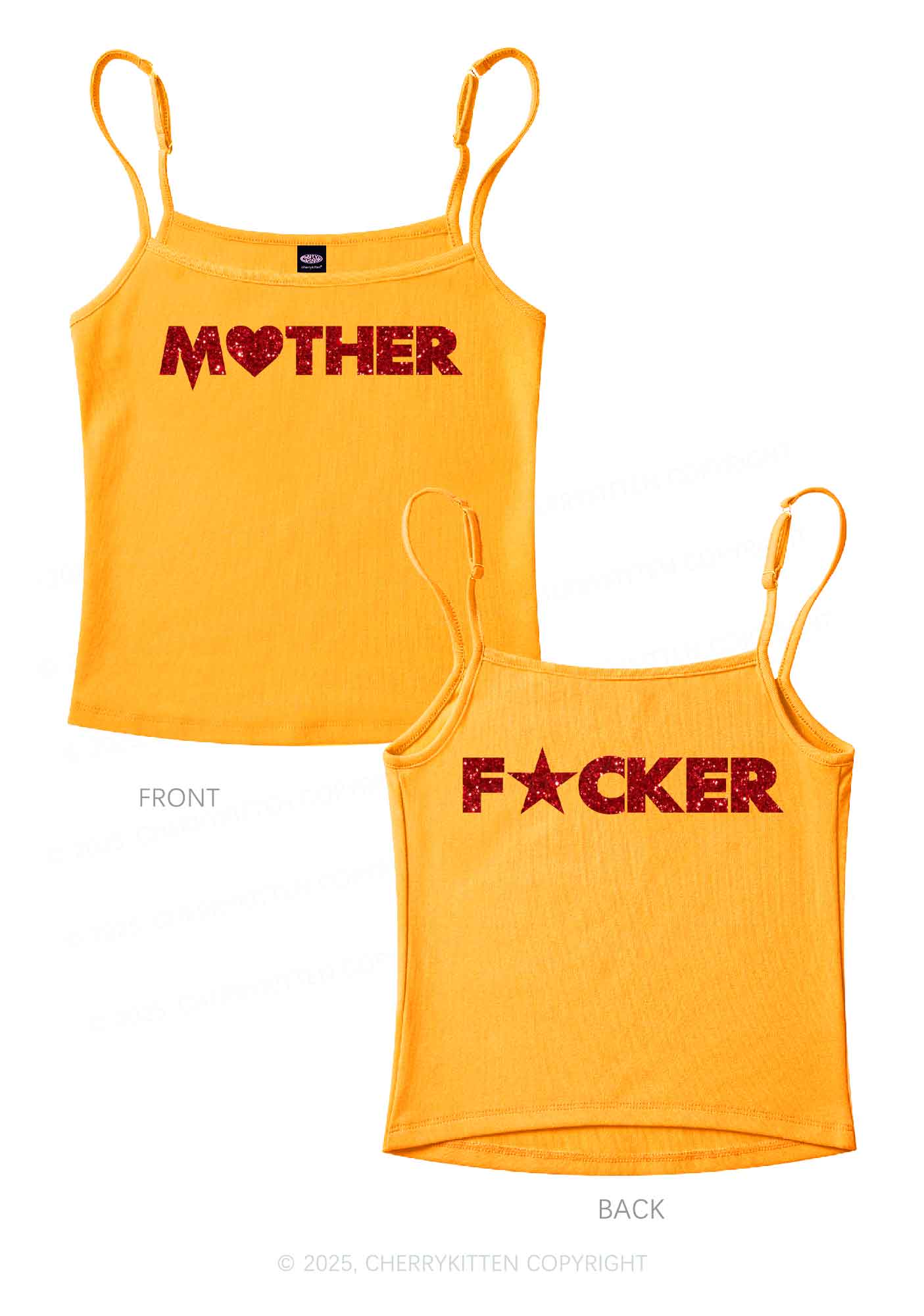 Glitter Motherfxcker Two Sides Y2K Spaghetti Strap Cami Cherrykitten