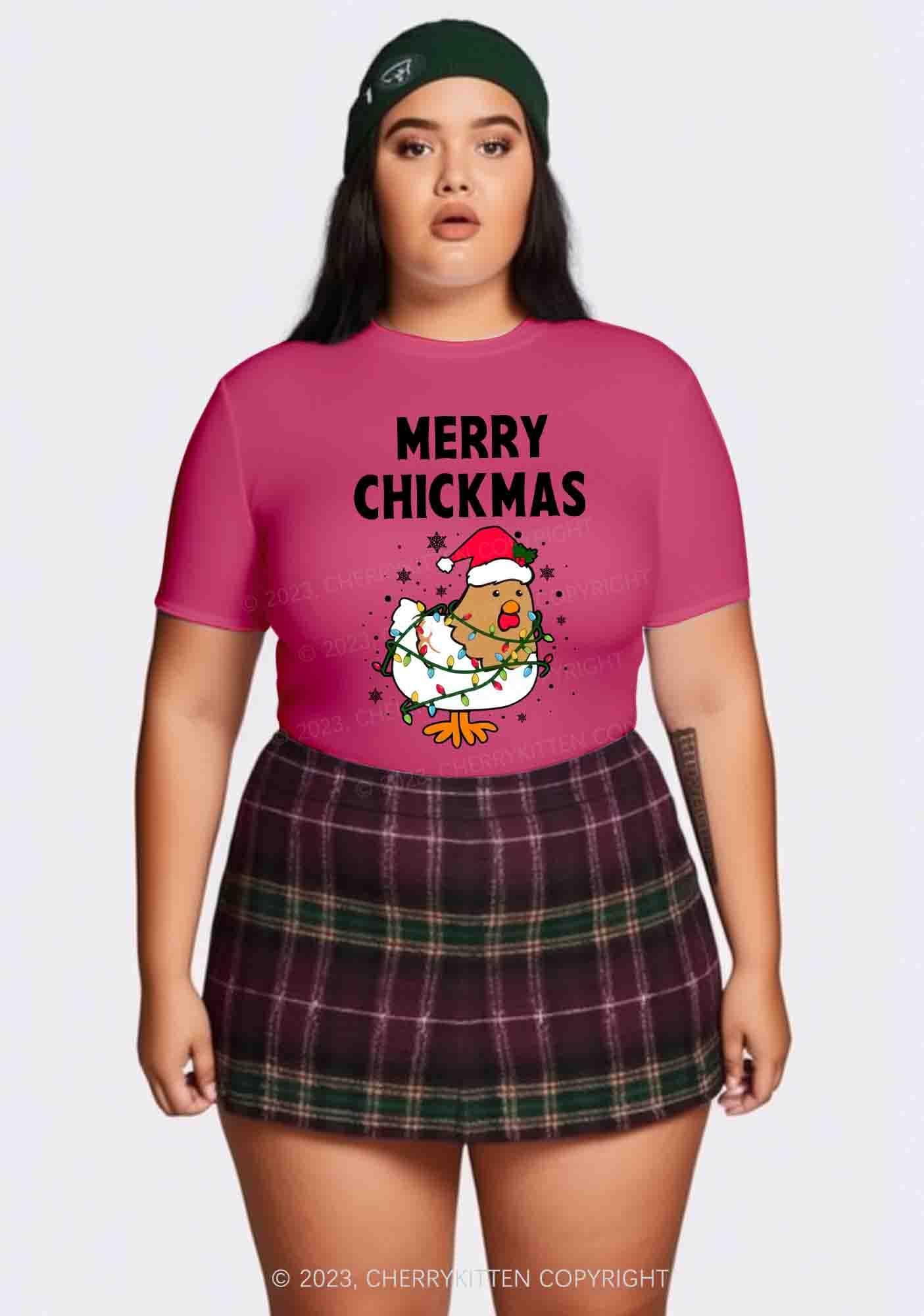 Merry Chickmas Snowflakes Christmas Y2K Baby Tee Cherrykitten