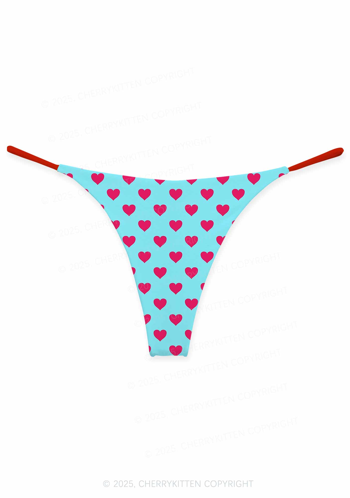 Pink Heart On Blue Valentine's Day Y2K Print Couples Thong Set Cherrykitten