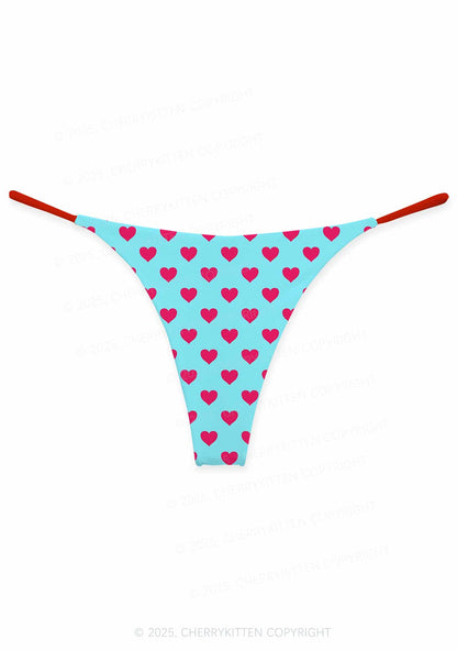 Pink Heart On Blue Valentine's Day Y2K Print Couples Thong Set Cherrykitten