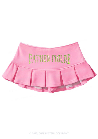Rhinestone Father Figure Y2K Mini Pleated Skirts Cherrykitten