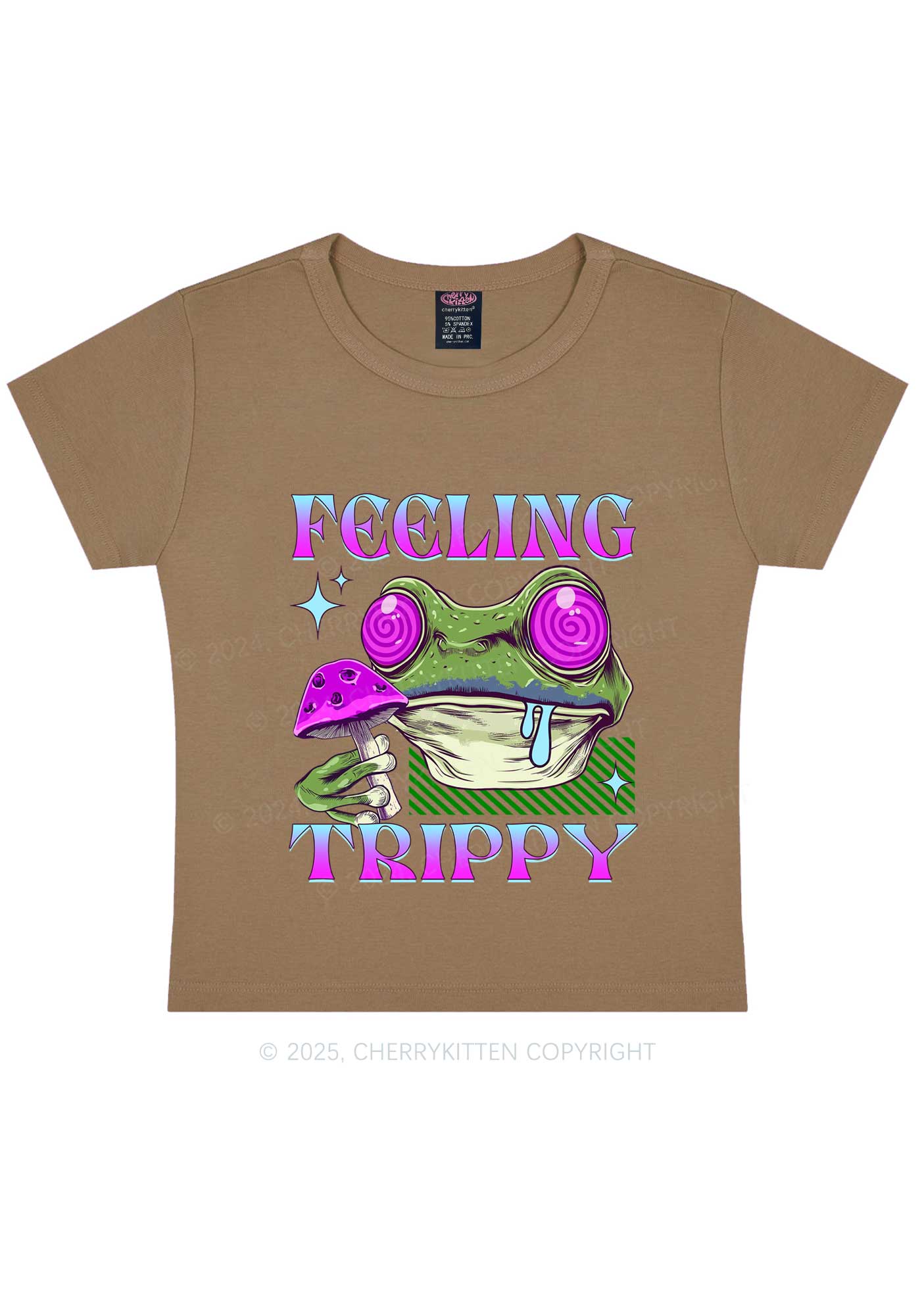 Frog Feeling Trippy Y2K Baby Tee Cherrykitten