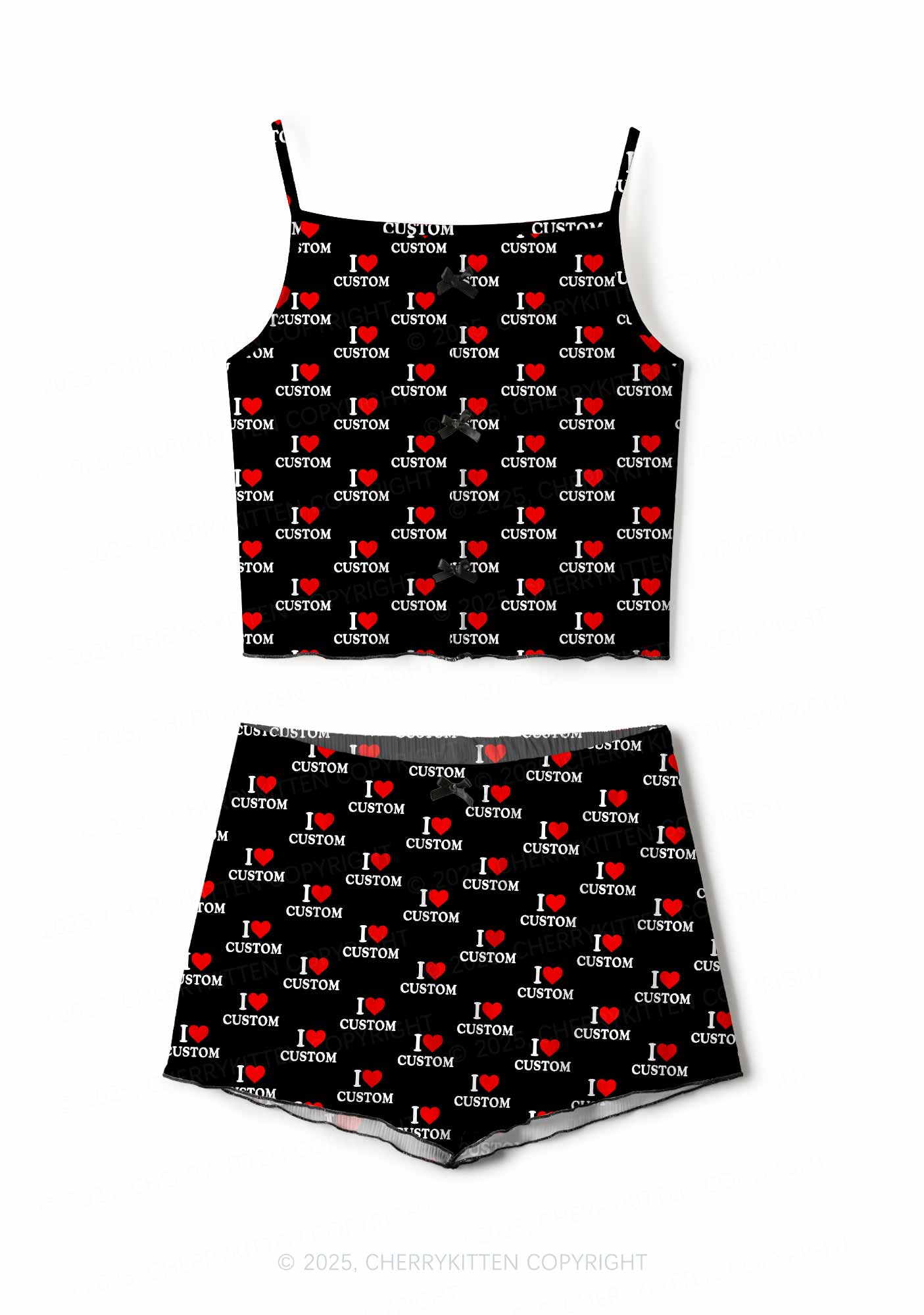 I Love Custom Valentine's Day Y2K Print Cami Shorts Pajama Set Cherrykitten
