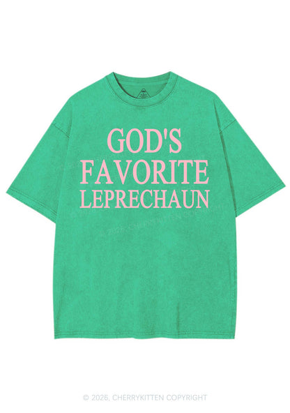 God's Favorite Leprechaun St Patricks Y2K Shirts Washed Tee Cherrykitten