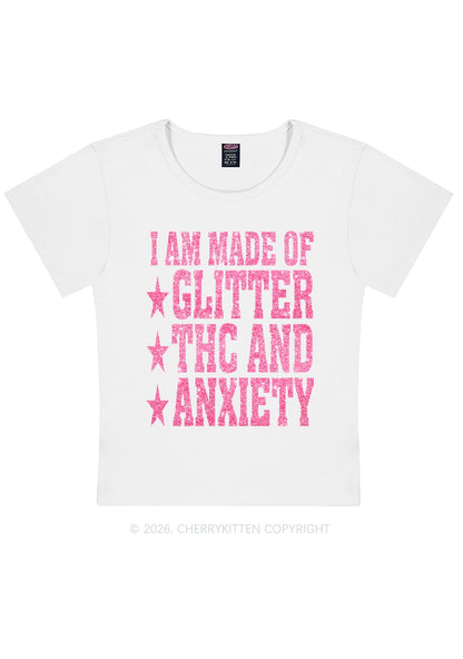 Made Of Glitter Thc Anxiety Y2K Baby Tee Cherrykitten