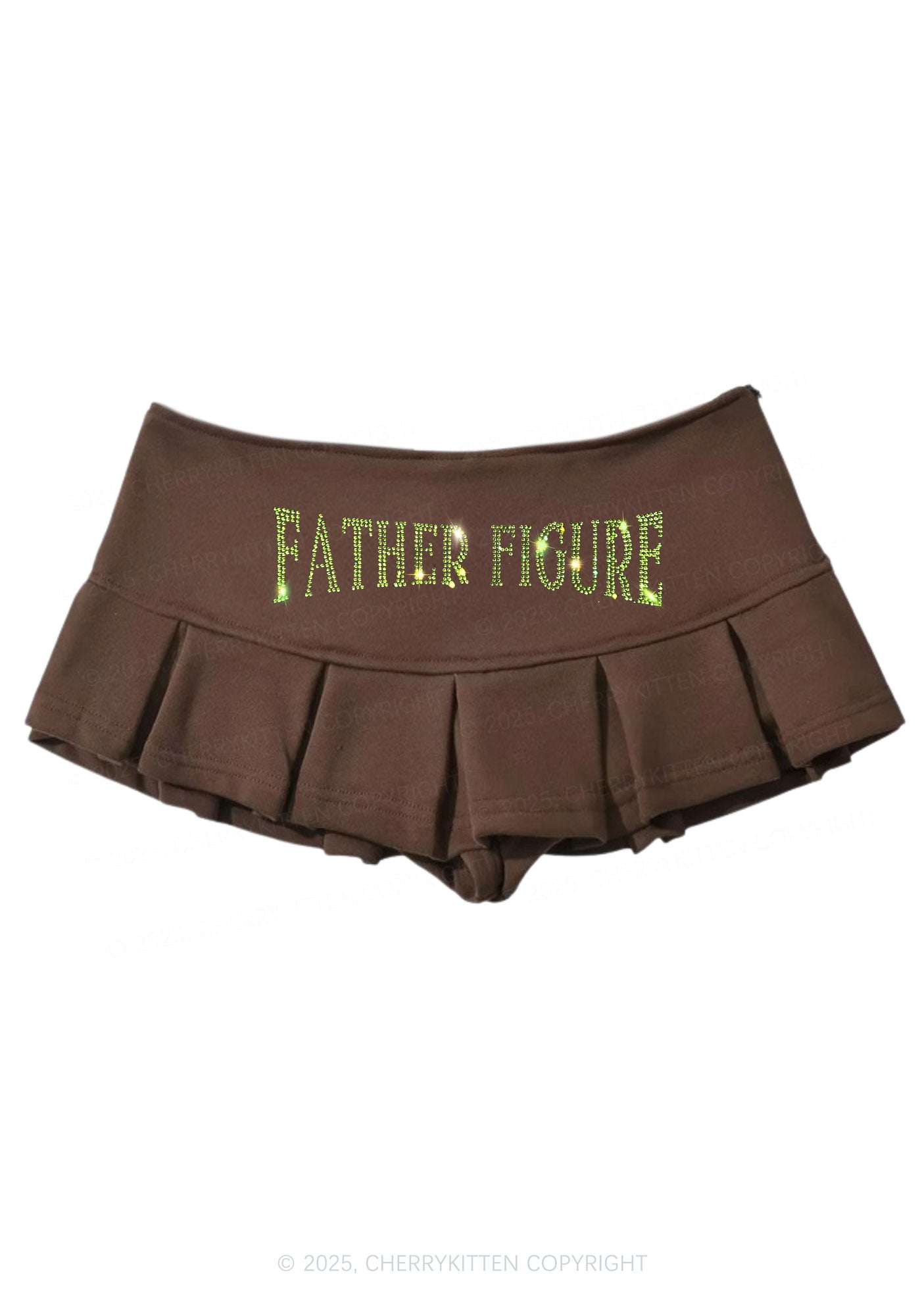 Rhinestone Father Figure Y2K Mini Pleated Skirts Cherrykitten