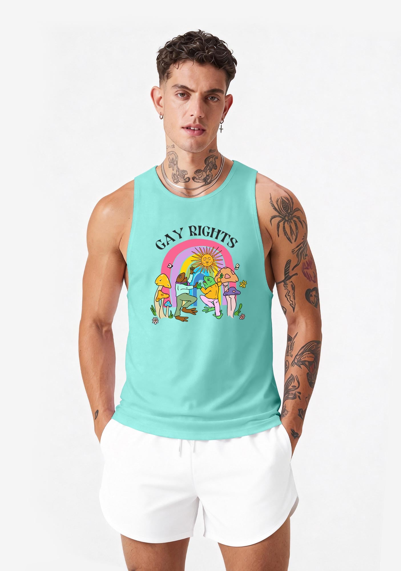 Gay Rights Pride Y2K Men Racerback Tank Top Cherrykitten