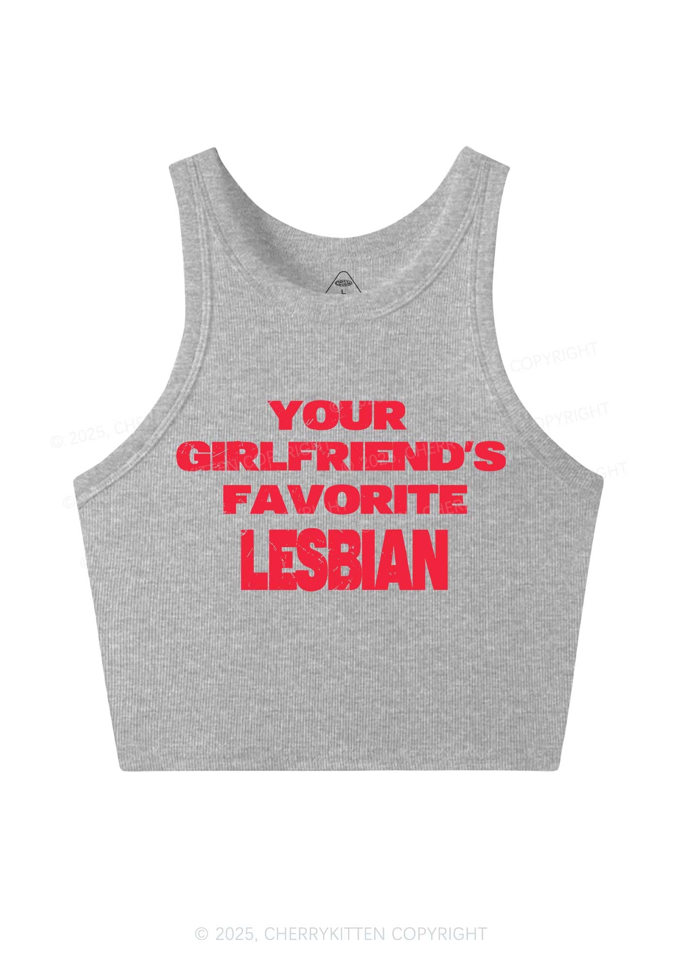 Your GF Favorite Lesbian Pride Y2K Crop Tank Top Cherrykitten