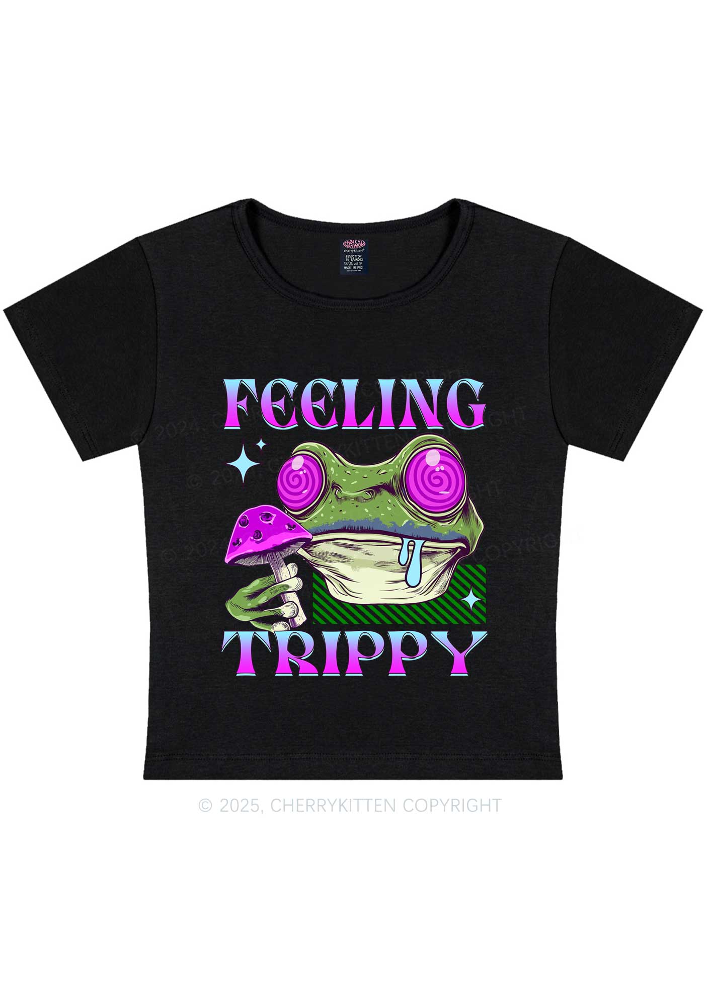 Frog Feeling Trippy Y2K Baby Tee Cherrykitten