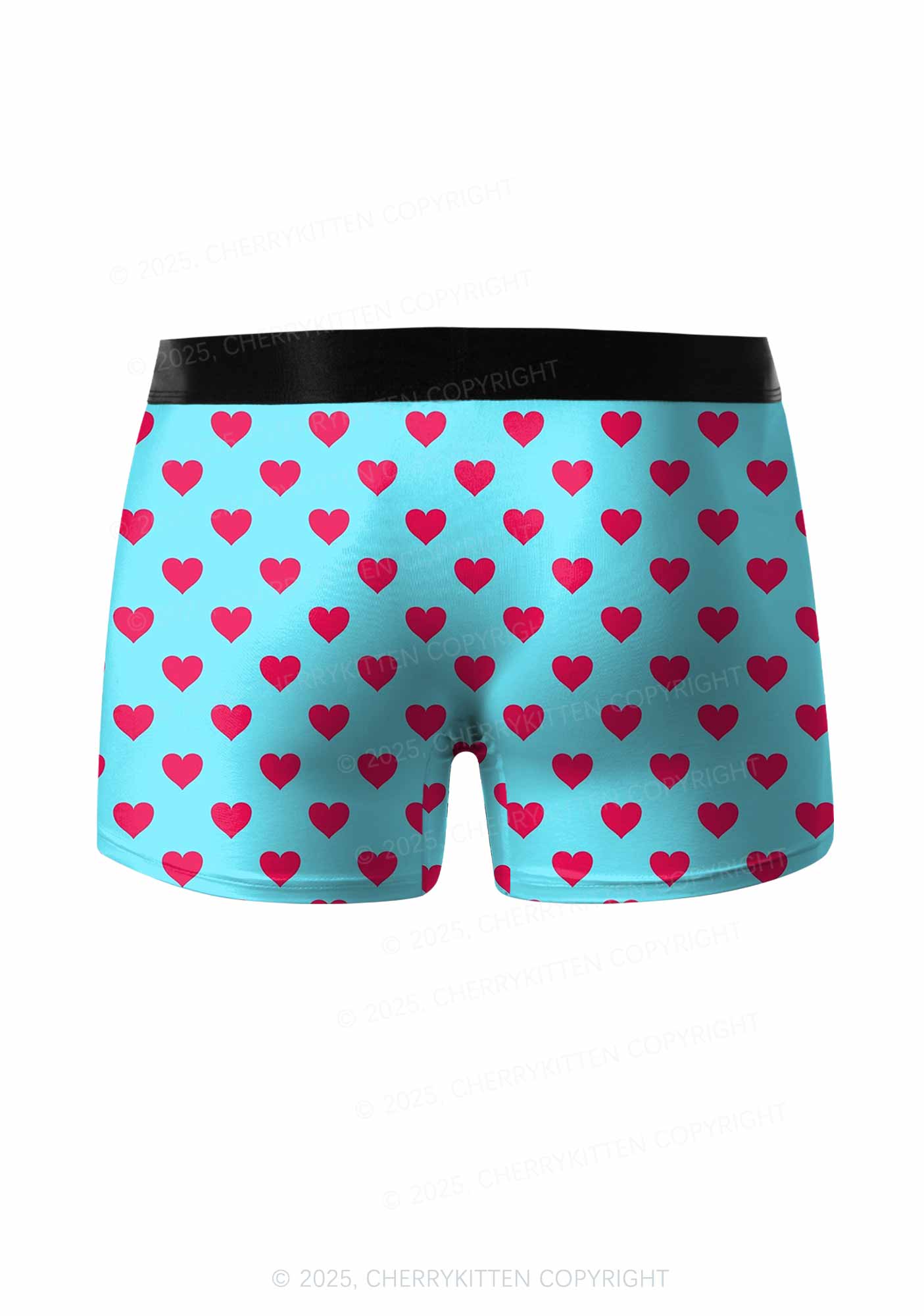 Pink Heart On Blue Valentine's Day Y2K Print Couples Boxer Briefs Set Cherrykitten