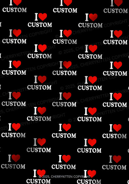 I Love Custom Valentine's Day Y2K Print Long Sleeve Pajama Set Cherrykitten