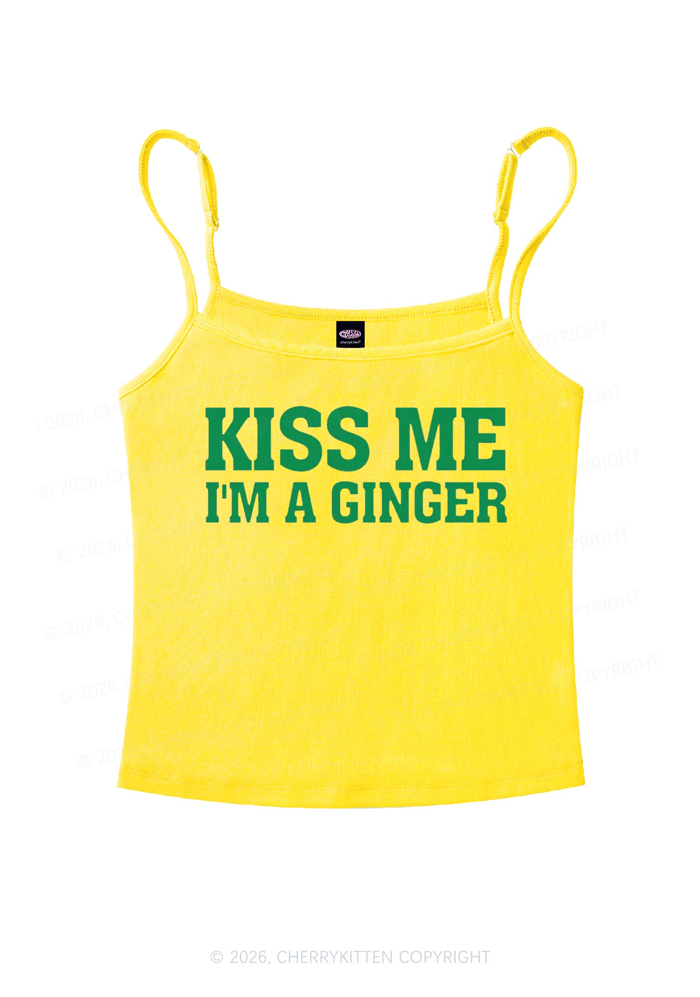 Kiss Me Im Ginger St Patricks Y2K Spaghetti Strap Cami Cherrykitten